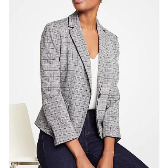 Ann Taylor One Button Blazer Suit Jacket in Glen Plaid - Picture 1 of 7